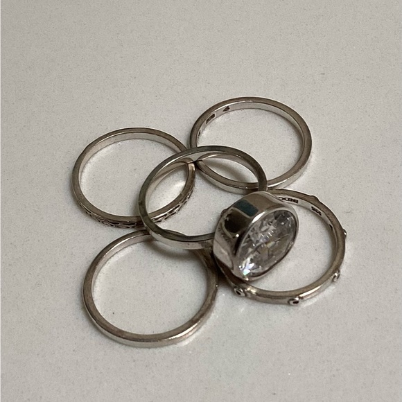 Retired Silpada Cubic Zirconia & 925 Sterling Silver Stack Ring - Picture 4 of 9